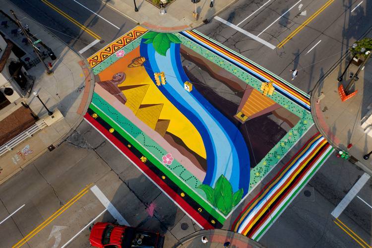 An Asphalt Mural in Saginaw, Michigan by Nyesha Clark
