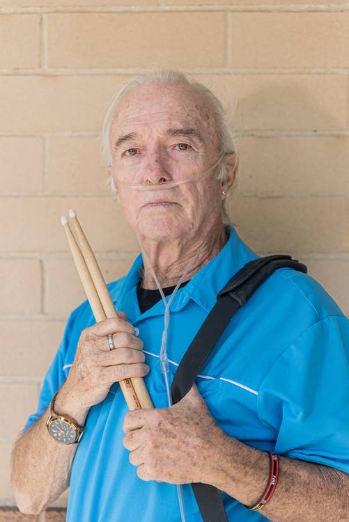 Tim with his drumsticks.