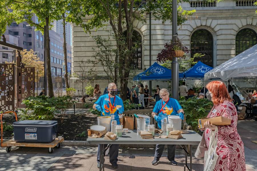 Lunch is served at Inkubator outside the Cleveland Pubic Library.