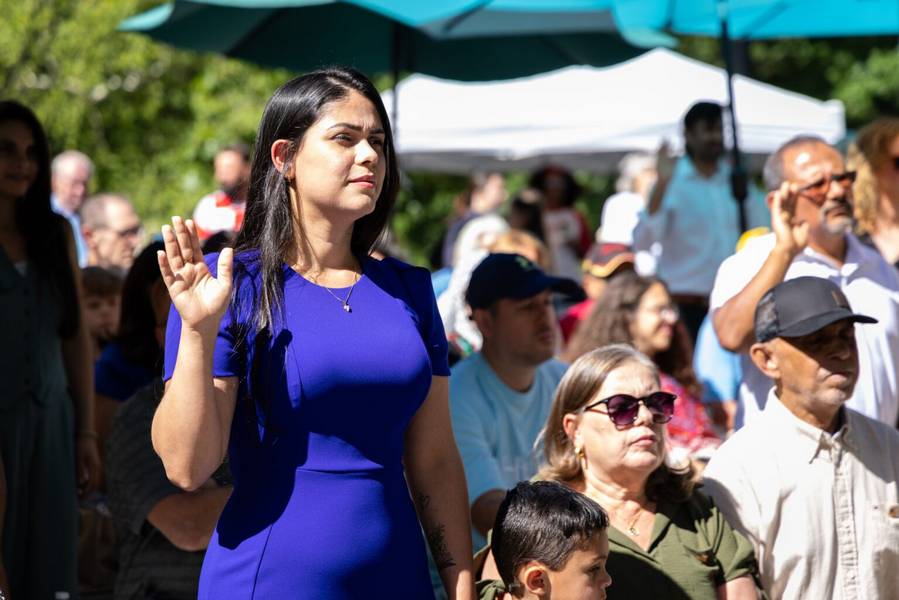 The Naturalization Ceremony at the Centennial Peace Plaza.