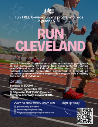 Nonproft Run Your City Cleveland gives give kindergarten through eighth graders the opportunity to run while building confidence and connecting with collegiate student-athletes mentors.