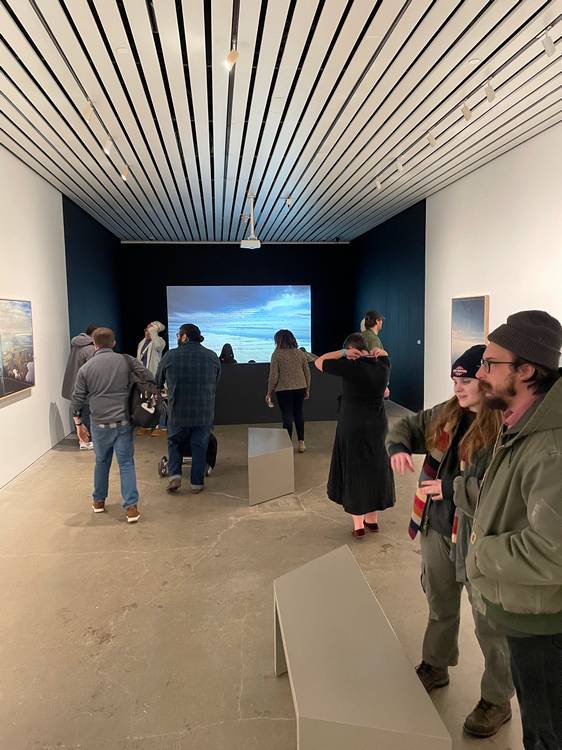 Visitors check out four different exhibits at moCa Cleveland's 2026 season opening event.