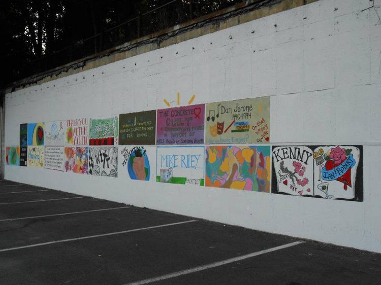More than 20 community artists in Vermont painted a "Concrete Quilt" to commemorate the 25th anniversary of The Names Project - AIDS Memorial Quilt.