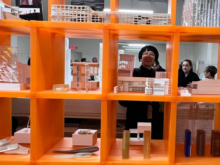 Architectural models displayed at Axi:Ome Studio.