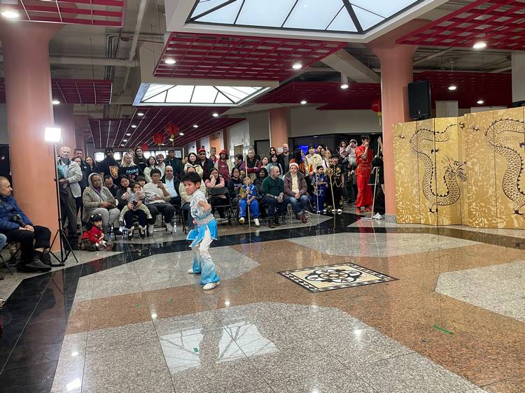 Students and masters from Great Wall Kung Fu Center demonstrate their skills.