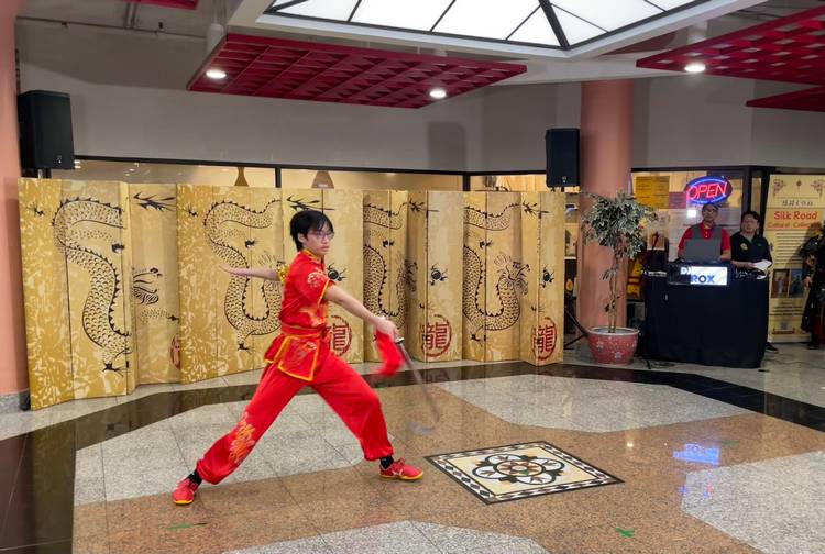Students and masters from Great Wall Kung Fu Center demonstrate their skills.