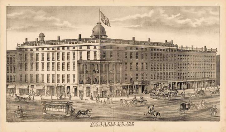 1874 Lithograph of the Weddell House, the predecessor to the Rockefeller Building.