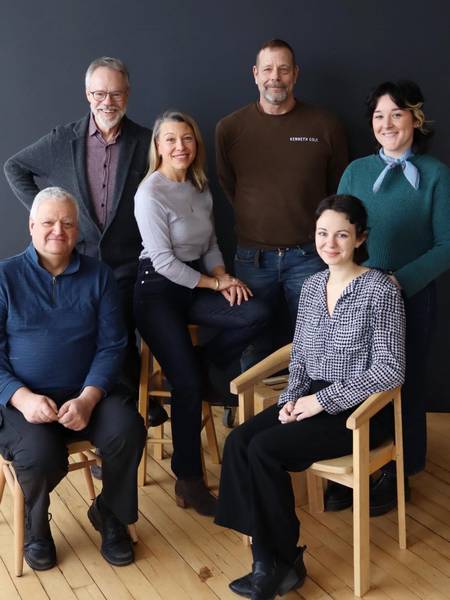 The 78th Street Studios management team: Top row, L-R, owner Dan Bush, Hilary Gent, Bill Baran, and Noelle Armitage; (bottom row), Terry Tekushan and Madeline Moriarty.