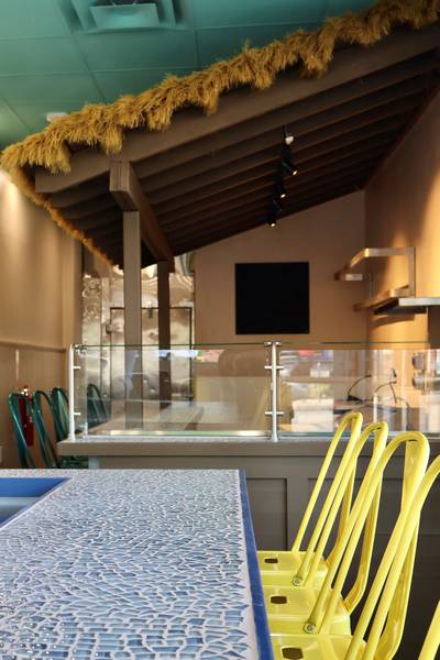 The 900-square-foot oyster bar was designed to have a beachy atmosphere, reminiscent of oyster bars in Paris and the Arcachon Bay area beaches.