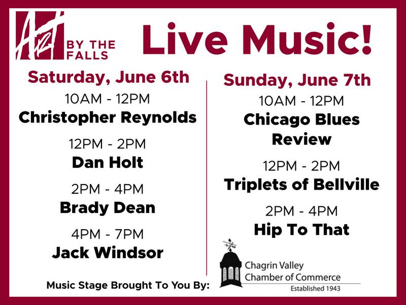 The Art by the Falls music lineup.