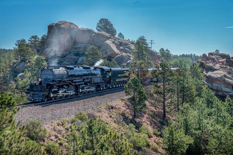 Big Boy traveling through Sherman Hill, Wyoming.
