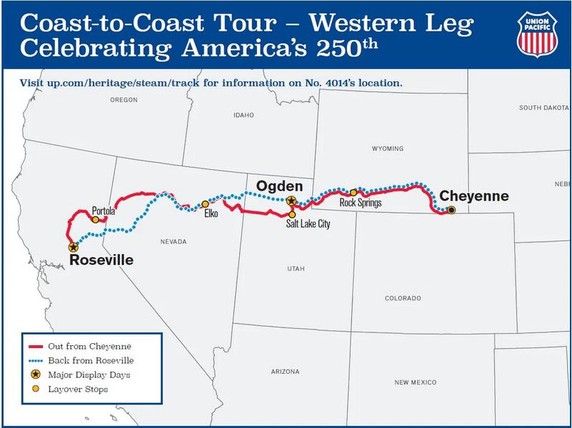 The map of Big Boy's Western Leg portion of the Coast to Coast Tour.