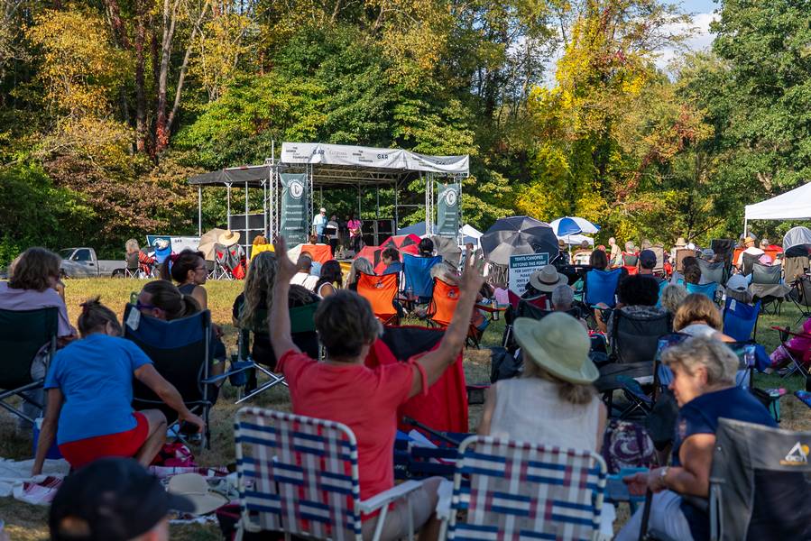 The crowd enjoys the Theron Brown Sextet last year at Rhythm on the River.