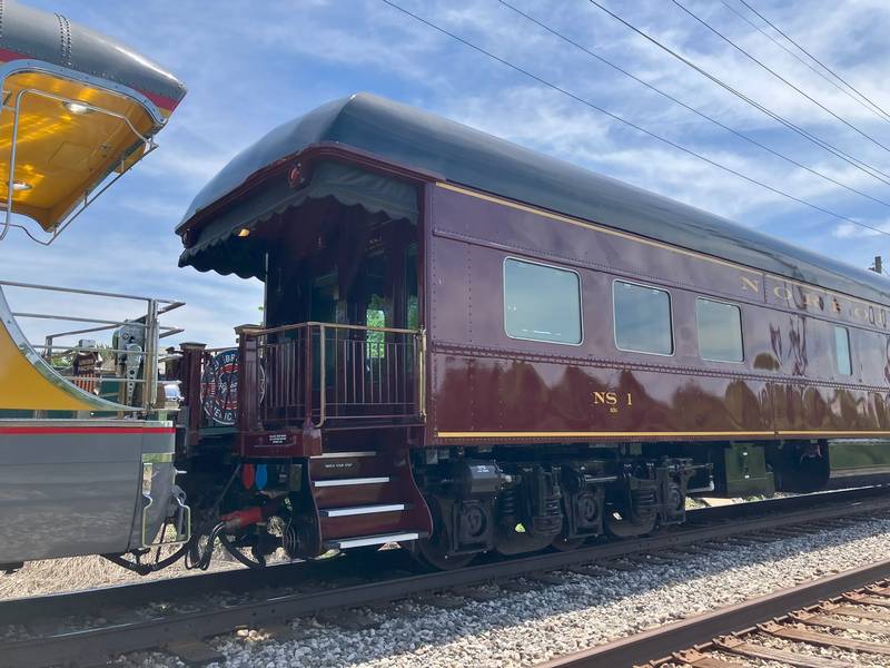 A vintage private car, operated by the Norfolk Southern Railroad, at the Euclid.