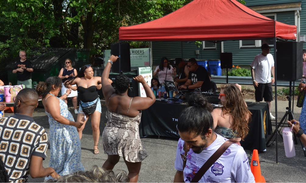 Dancing to the sounds of JayBee at Larchmere PorchFest.