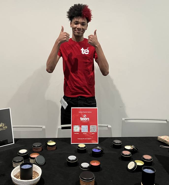 Dare 2 Believe Teen Pop-Up Shops: Messiah McKee's Siah's Serene Candles makes homemade candles.