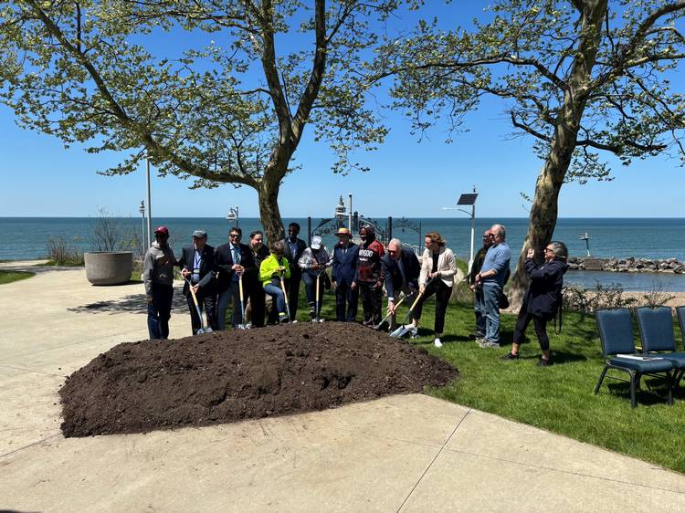 The ceremonial groundbreaking for the Euclid Beach Connector project on May 4.