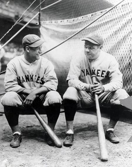 Lou Gherig and Babe Ruth at League Park in 1927. Ruth hit his 500th home run on August 11, 1929 at League Park.