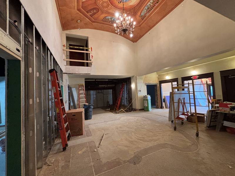 Cleveland Public Theatre's interior lobby under construction.