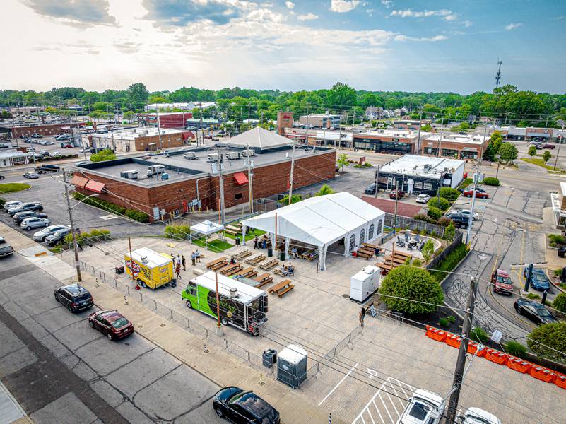Ariel view of the South Euclid Food Truck Park.