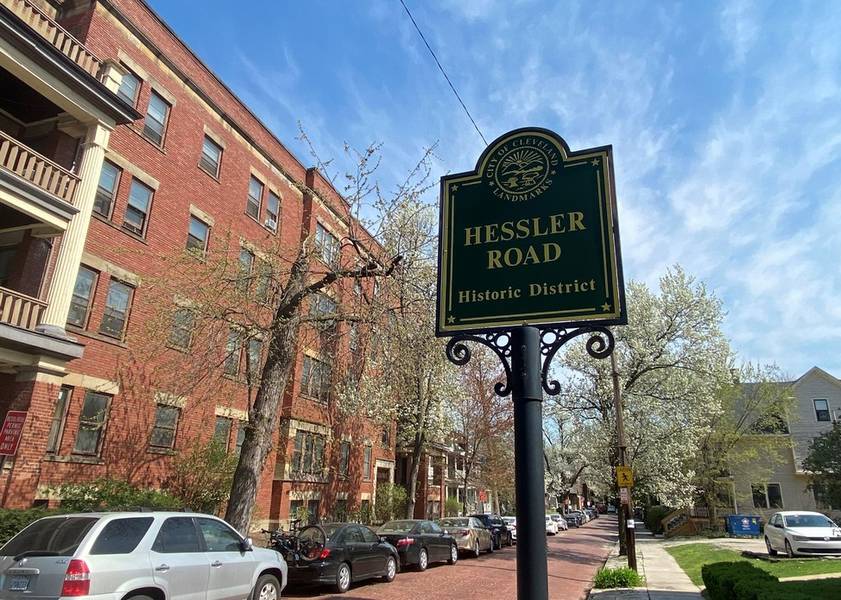 Sign marking the historic Hessler District.