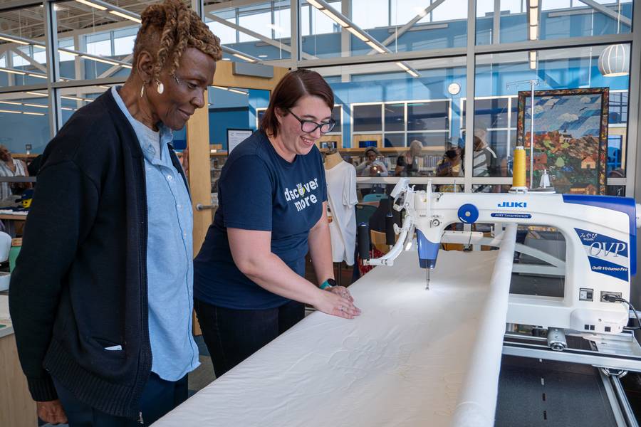 The Cuyahoga County Pubic Library's Warrensville Heights Innovation Center focuses on textile arts.