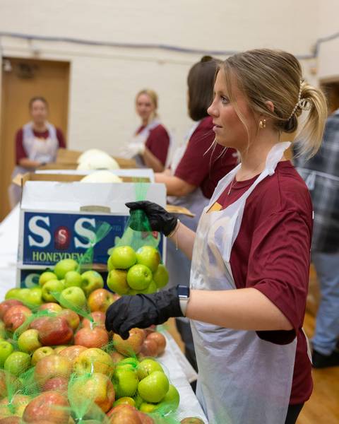 An average of 8,000 pounds of food is distributed at each Community Market,  which works out be approximately 6,700 meals.