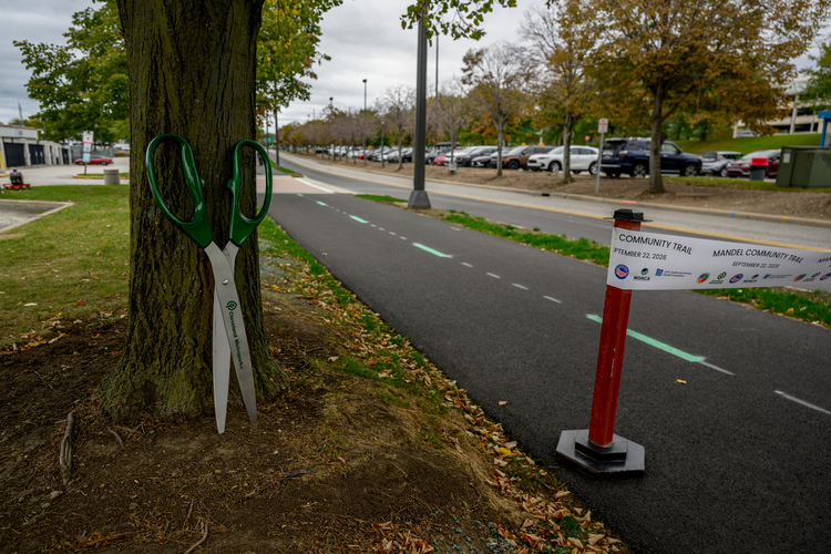The entrance to the Mandel Community Trail after the ribbon cutting on Tuesday, Sept. 22.