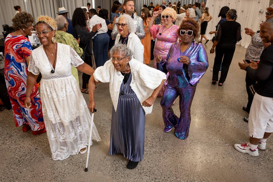 Attendees enjoying the Cuyahoga County Public Library Memory Cafe's annual prom at the South Euclid-Lyndhurst branch.
