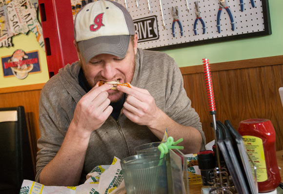 Chowing down on some wings at Quaker Steak in Lakewood