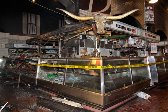 Aftermath of the fire inside the West Side Market - photo Ruggero Fatica, City of Cleveland