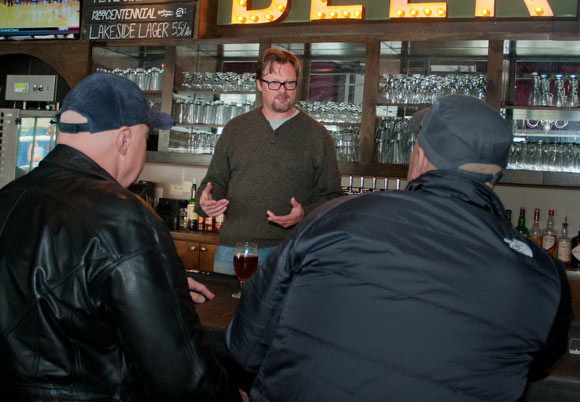 Andy discussing brewing with Market Garden Brewery customers