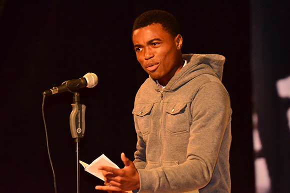 CSA student DeJohn Plummer  performing at Negative Space Gallery