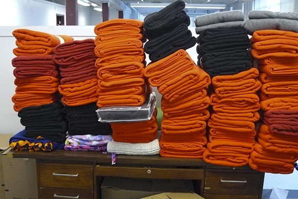 Donated items are ready to go out to needy people at the Northeast Ohio Coalition of the Homeless in Cleveland.