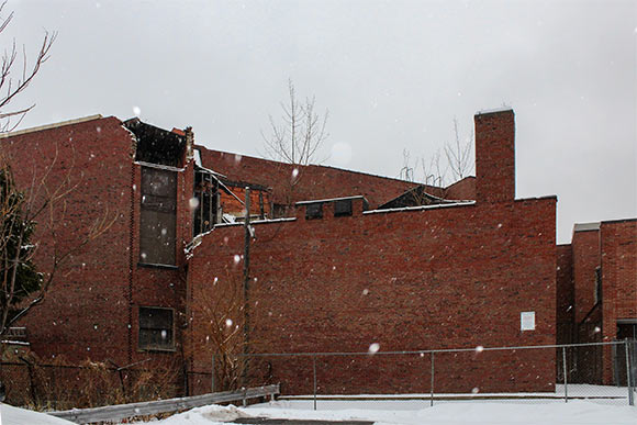 Rear of Watterson Lake shows holes in the roof