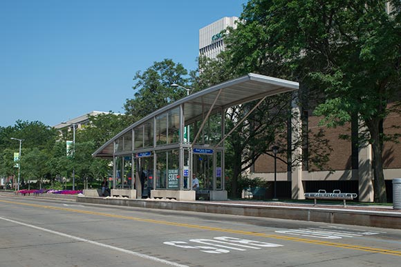 Healthline stop on Euclid Ave