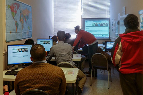 Us Together computer lab for staff or teachers to use for computer lessons on ESL and employment