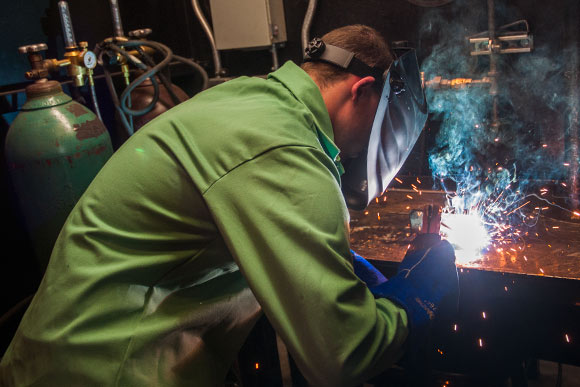 Welding training at Tri-C's Advanced Technology Training Center