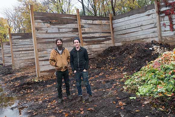 Michael Robinson and Dan Brown of Rust Belt Riders at the Rid-All composting bins