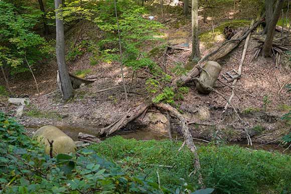 Plastic tanks dumped at the Euclid Railroad-Green Creek Corridor