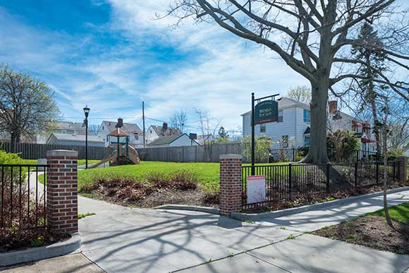 Tot lots throughout the neighborhood provide a gathering place for young children and their parents