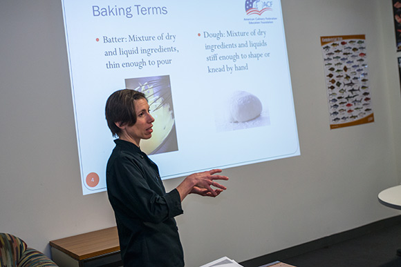 Chef Laura Campbell teaching a Culinary Training Program class at Lutheran Metropolitan Ministries