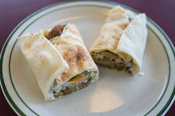 The falafel wrap at Frank's Falafel