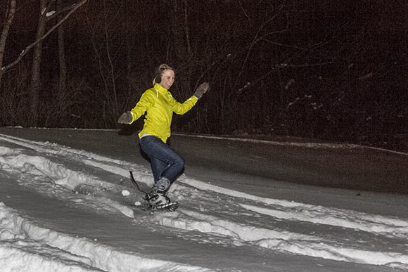Night snowshoeing in the Metroparks