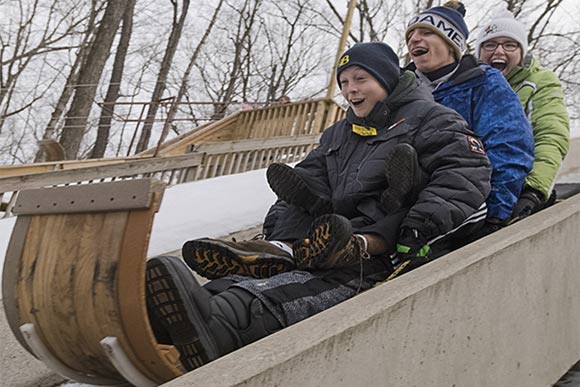 Toboggan chutes at the Chalet in the Mill Stream Run Reservation