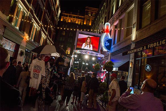 MSNBC booth on E 4th Street