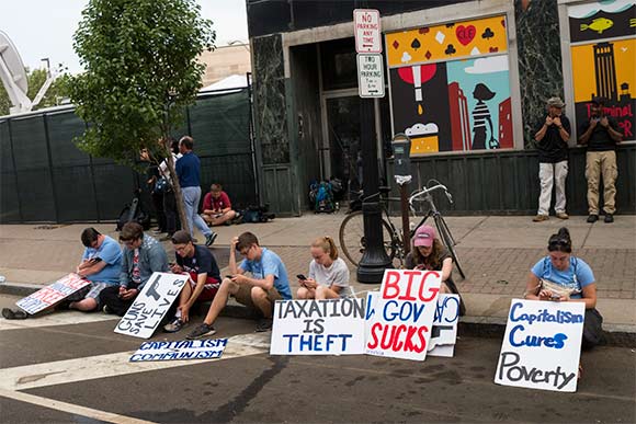 After a long day of protesting