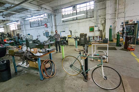 Dan Polito in the workshop at Cicli Polito