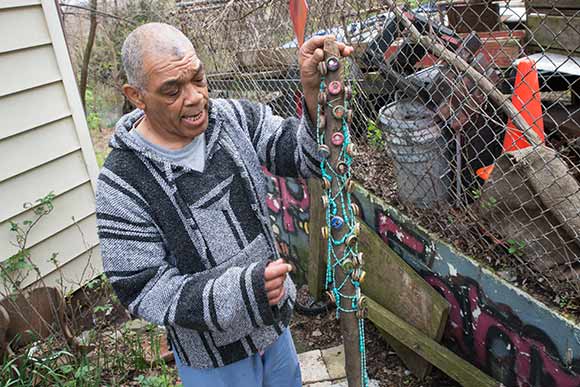 If the kids don’t have an interest in farming, Hooper will find something for them to do like making these walking sticks