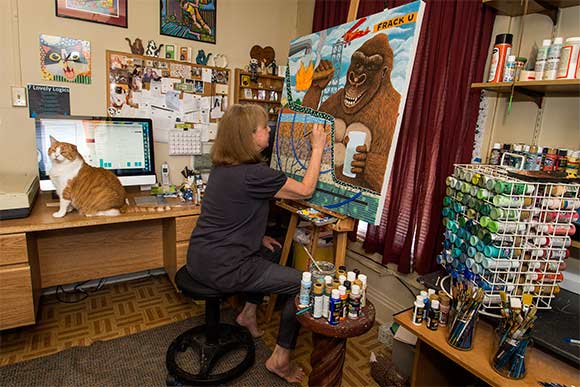 Laura Dumm at work in her studio